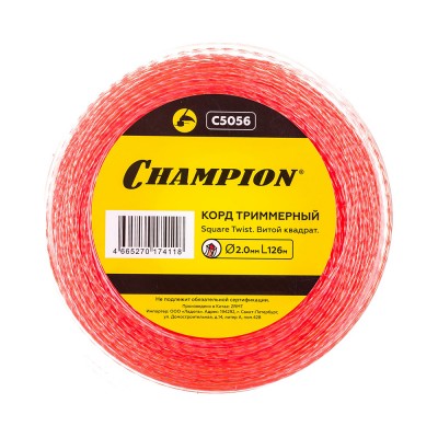 Леска для триммера Champion Square Twist DUO 2,0 мм x 126 м